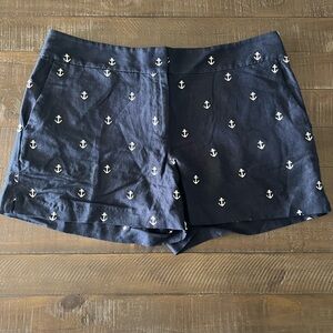 Loft Linen Navy Blue Shorts with anchors, size 10